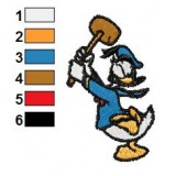 Donald Duck Holding Hammer Embroidery Design